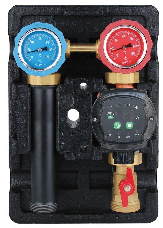 Pumpengruppe ohne Mischer DN25 mit AWES,  25-70 Hocheffizienzpumpe 1 1/2